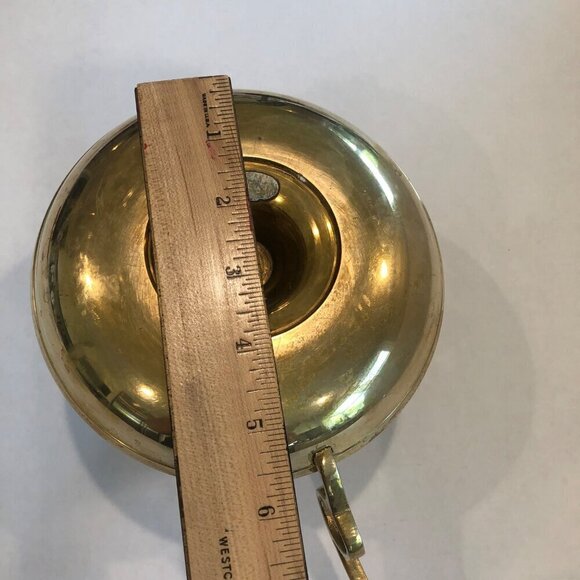 Vintage Brass Candlestick Candle Holder Drip Tray Finger Hole Large 5" Heavy - Picture 8 of 8